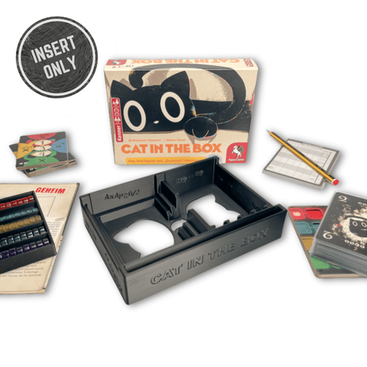 Premium-Insert für Cat in the Box: passgenaue Fächer für Karten, Marker, Token & Stift, robust und ordnungsfreundlich.